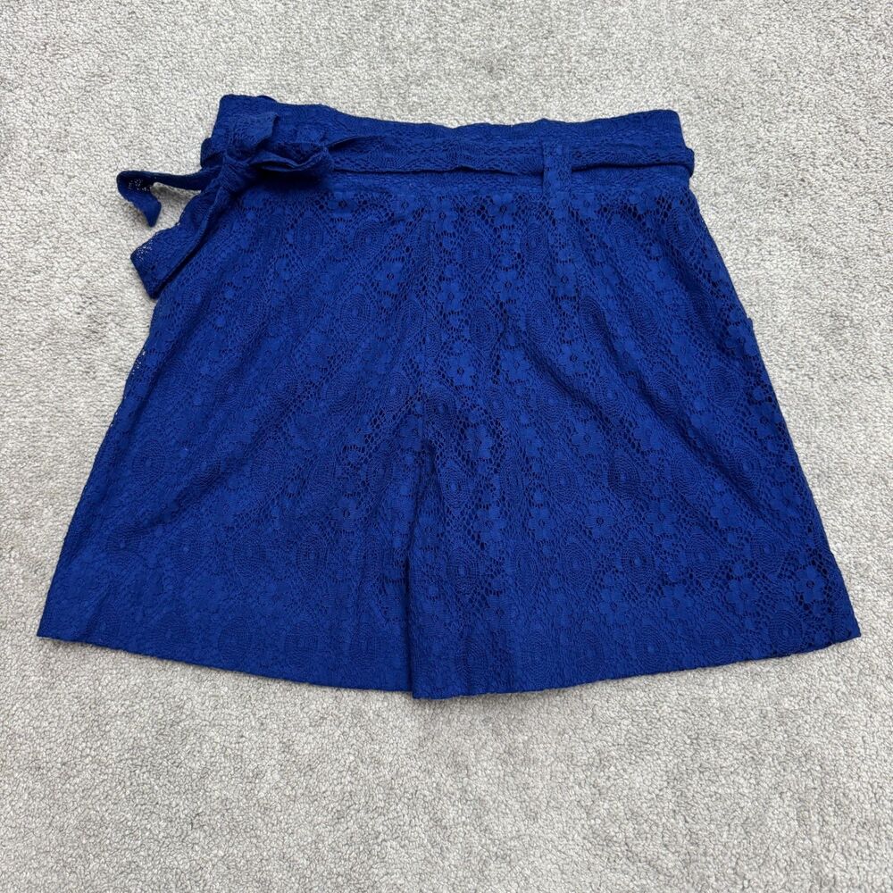 G by Giuliana Rancic Floral Lace Belted Shorts Womens Blue 8 High Rise Boho NWT